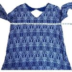 Lush Clothing Lush Blue White Boho Print Long Sleeve Tunic Top Size M Photo 2
