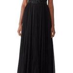 Badgley Mischka Black pleated Tulle Chiffon V-neck Gown size 2 Photo 0