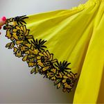 Sandro Paris Purity Floral Embroidered Yellow/Navy Cold Shoulder Top Photo 2