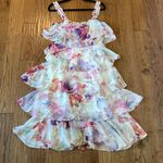 Storia  ruffled tiered chiffon floral dress size m Photo 7