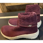 Skechers  Size 8.5 Knit Sock Boots Air Cooled Goga Mat Burgundy Ultra Go Winter‎ Photo 2