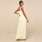 LULU’S Glamorous Disposition Light Yellow Ruched Maxi Dress Size XS Photo 4