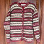Vintage Crystal Kobe Shetland Wool Sweater Nordic Red Fair Isle Womens Small Photo 8