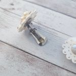 Vintage Clip On Earrings Shell with Faux Pearl & Clear Gems Photo 6