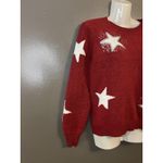 Holiday Time Sweater Womens Medium Red White Star Pullover Sequin Knit Festive Photo 1
