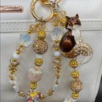 Handmade 🦊 Brown Fox Bag Charm Chain, Phone Chain, Keychain Bling Crystal Beads, Gold Photo 4