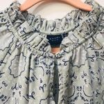 Kaari Blue Floral Grey Blouse tunic Front Keyhole 3/4 Sleeves Sz small Photo 2