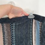 NIC ZOE Blue Black Striped Geo Pull On WOOL Midi Length Sweater Skirt M Photo 4