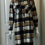Warm Plaid Long Sleeve Flannel Dress Polyester Thick Material Brown Black Size L Size L Photo 0
