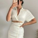 ZARA  Short Linen Blend Dress With Cut-Out Oyster White 4661/145 size XS Photo 7