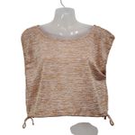 Free People  Movement Stripes Keyhole Back Cropped Top Tan Side Tie Size Small Photo 0