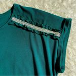 89th & Madison Diamanté Ruffle Embellished Hunter Green Blouse M Medium Photo 5