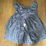 Free People  Women's Hailey Cotton Ruffle Short Sleeve Mini Dress Navy M $148 NWT Photo 4