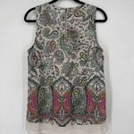 Daniel Rainn  Women Sleeveless Paisley Floral Colorful Chiffon Blouse Medium Whit Photo 12
