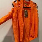 Love by Design Nordstrom  Orange Lattice Sleeve Cardigan- Size S Photo 1