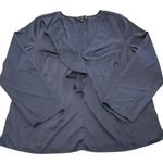 Eloquii Blouse Womens 14 Navy Long Sleeve Tie Front Plus Size Stretch Top Photo 0