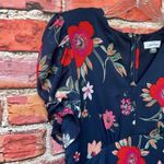 Calvin Klein Navy with Red Colorful Floral Print Short Sleeve Mini Dress Photo 6