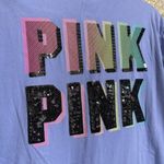 PINK - Victoria's Secret  Purple Colorful Black Sequin Bling T Shirt S/M Photo 6