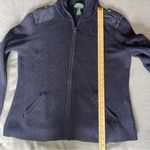 Ralph Lauren LAUREN  Navy Blue Full Zip Hoodie Sweater Military Style L Cardigan Photo 9