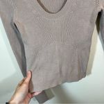 Abercrombie & Fitch ✨ Scoop Neck Ribbed Knit Sweater Tan Neutral Small Photo 3