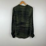 Raquel Allegra Tie Dye Olive Green Silk Long Sleeve Top Women's Size 2 Medium Photo 4