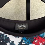 Nicole Miller Cropped Floral Black Artsy Long Sleeve Knit Top Womens Medium Photo 2