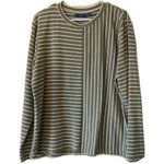 Apt. 9  Green and Ivory Striped Blouse Petites Multi Directional Stripes Top Photo 0