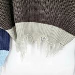 Polly & Esther  Women's Fringe Striped Sweater Drop Shoulder Raw Edge Size Small Photo 2