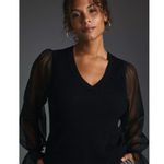 Maeve  by Anthropologie Sheer Sleeve Black V-Neck Sweater Size S Small EUC!!! Photo 1