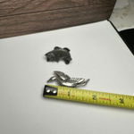 Large Mouth Bass Fish Lapel Pin Bird Brooch Pewter Tone Lot Of 2 Silver Photo 4