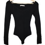 Abercrombie & Fitch Womens  Black Ribbed Knit V-Neck Long Sleeve Bodysuit Size XS Photo 0