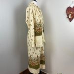 Jeanne Durrell Vintage Neutral 3 Piece Floral Long Sleeve Dress Scarf & Belt Brown Size M Photo 3