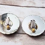 Vintage Clip On Earrings Large Statement Unusual Pink & Light Gold Tone 1.75" Photo 5