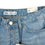 ZARA NEW Blue High Rise Distressed Cut Off Raw Hem Stretch Denim Jeans Shorts 6 Photo 2