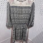 Flying Tomato  Boho Aztec Print Embroidered Lace Trimmed Smocked Waist Dress M Photo 7