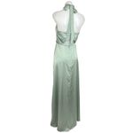 Azazie  Womens Satin Delmar Green Halter Sleeveless Bridesmaid Maxi Dress Size 4 Photo 6