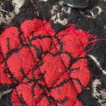 Vera Bradley EUC Vintage Floral Black and Red Jacquard Clutch w/ Strap Photo 7