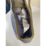 The Sak Shoulder Purse Crochet Bag Blue White Woven Double Strap 10"X14" Handbag Photo 10