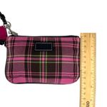 Coach Pink Plaid Tartan Wristlet Black Trim Fabric Zip Pouch Fob Leatherware Photo 14