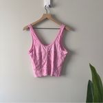 Free People  Lace Corsette Style Tank Top Pink Sugar Crop Casual Cropped Buttons Photo 4