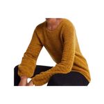 Ann Taylor Knit Sweater Bubble Sleeve Wool Blend Ribbed Mustard Yellow Photo 1