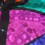 RARE NWT DEADSTOCK Vintage 80s Abstract Picasso Satin Bat Sleeve Loose Top 6 Black Size M Photo 11