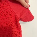 Alfred Dunner Coral Red Crochet Lace Overlay 1/4 Zip Zipper Short Sleeve Blouse Photo 8