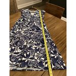 La Mer Luxe blue white floral leaf print cap sleeve midi resort dress S Photo 6