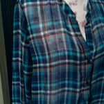 American Dream  M Plaid Sheer Long Sleeved Blouse Photo 1