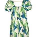 Farm Rio  Araras Mini Dress White Blue Parrot Smocked Dress M Photo 43