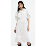 ALLSAINTS  Osa Puff Sleeve Denim Shirtdress in Wash Chalk White Size US 6 Photo 9