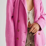 Free People Olivia Blazer Pink Linen Blend Size Large Photo 0