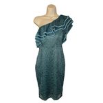 Haute Monde  Womens One Shoulder Lace Bodycon Cocktail Dress Teal Size Medium Photo 2