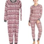 P.J. Salvage Womens Medium Deer Fair Isle Holiday Pajama One Piece Jumpsuit Photo 9